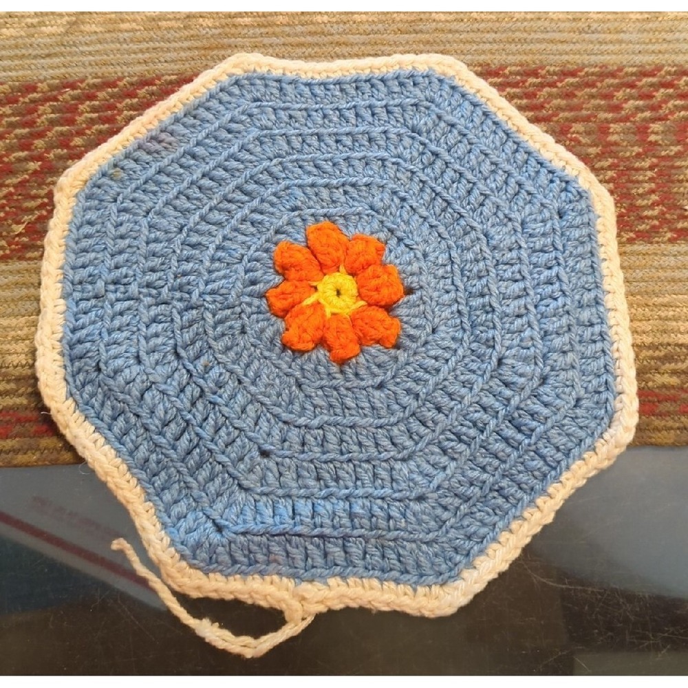 Vintage‎ Crochet Tabletop Colorful Counter Doile Trivet Handmade By Granny